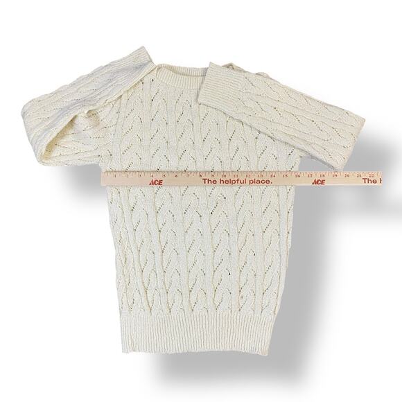 It’s Pure Gould Vintage 1970s‎ Cream Knit Sweater Size Medium Neutral Minimal - Picture 3 of 6